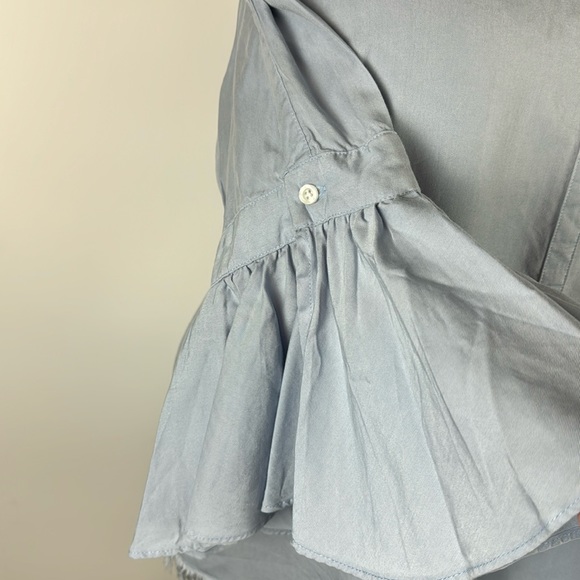 MARC NEW YORK (ANDREW MARC)™️ Women's Size L Light Blue 3/4 Sleeve Shirt - Picture 3 of 13